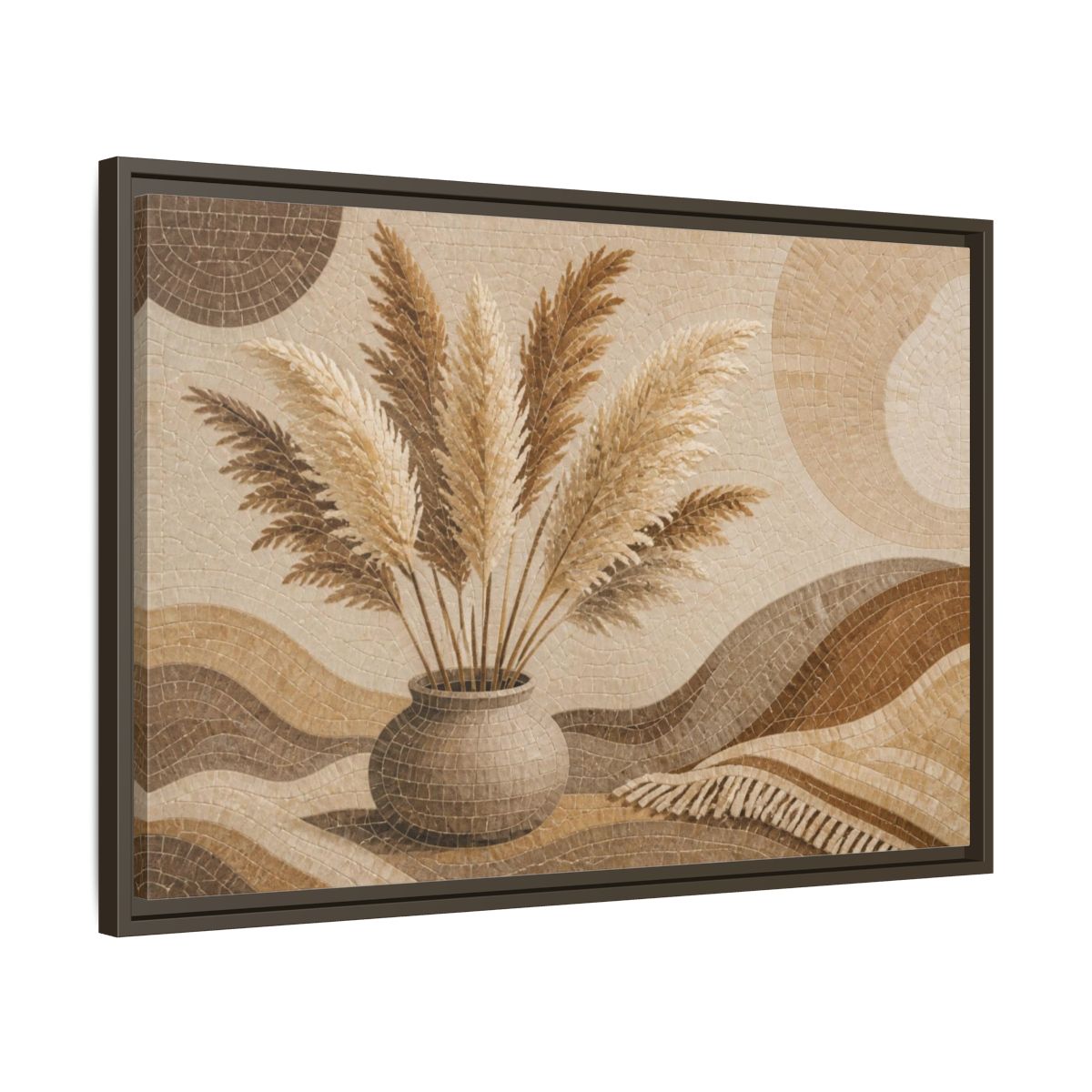Side Mockup 11. Boho Pampas Vase shown as framed canvas print
