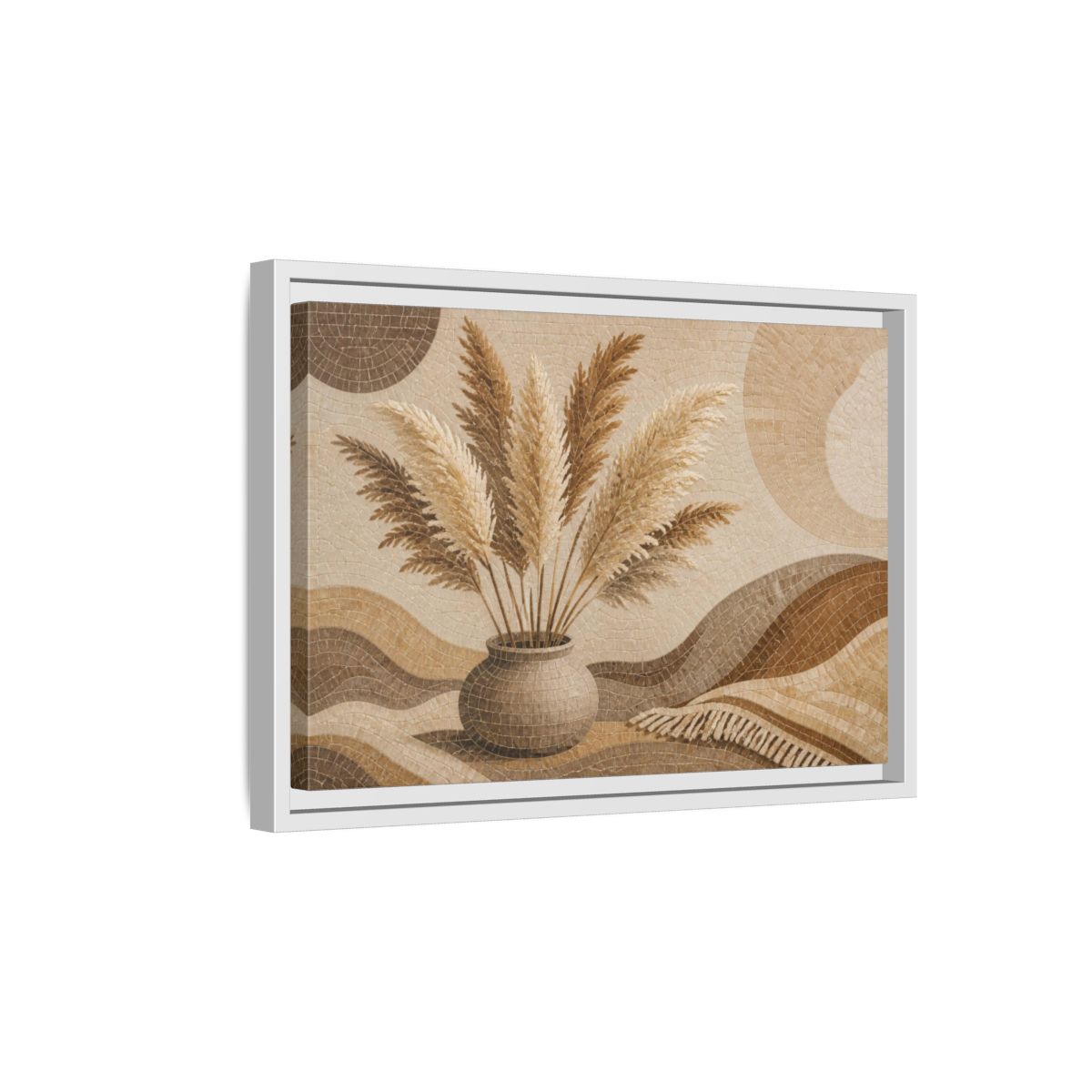 Side Mockup 4. Boho Pampas Vase shown as framed canvas print
