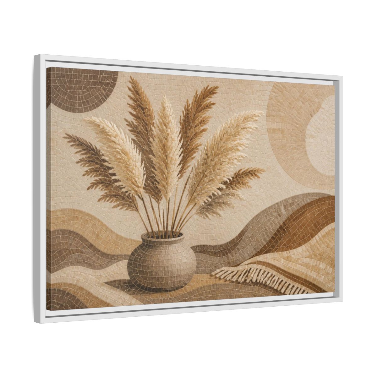 Side Mockup 10. Boho Pampas Vase shown as framed canvas print