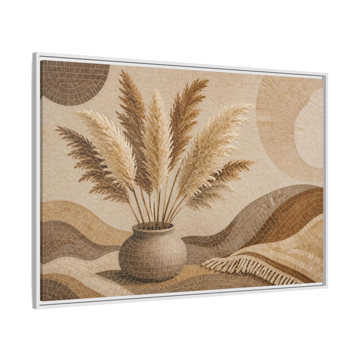 Side Mockup 7. Boho Pampas Vase shown as framed canvas print