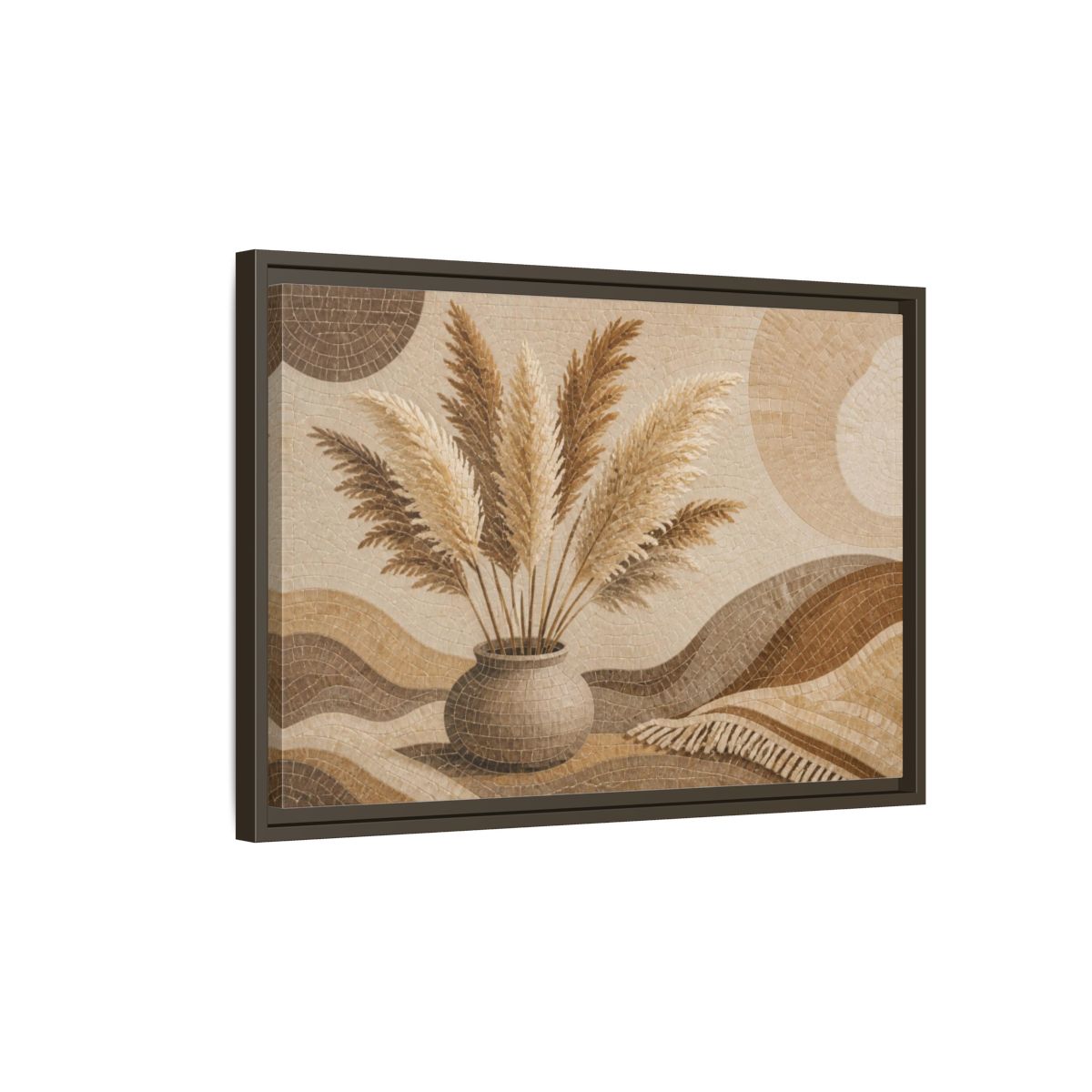 Side Mockup 2. Boho Pampas Vase shown as framed canvas print
