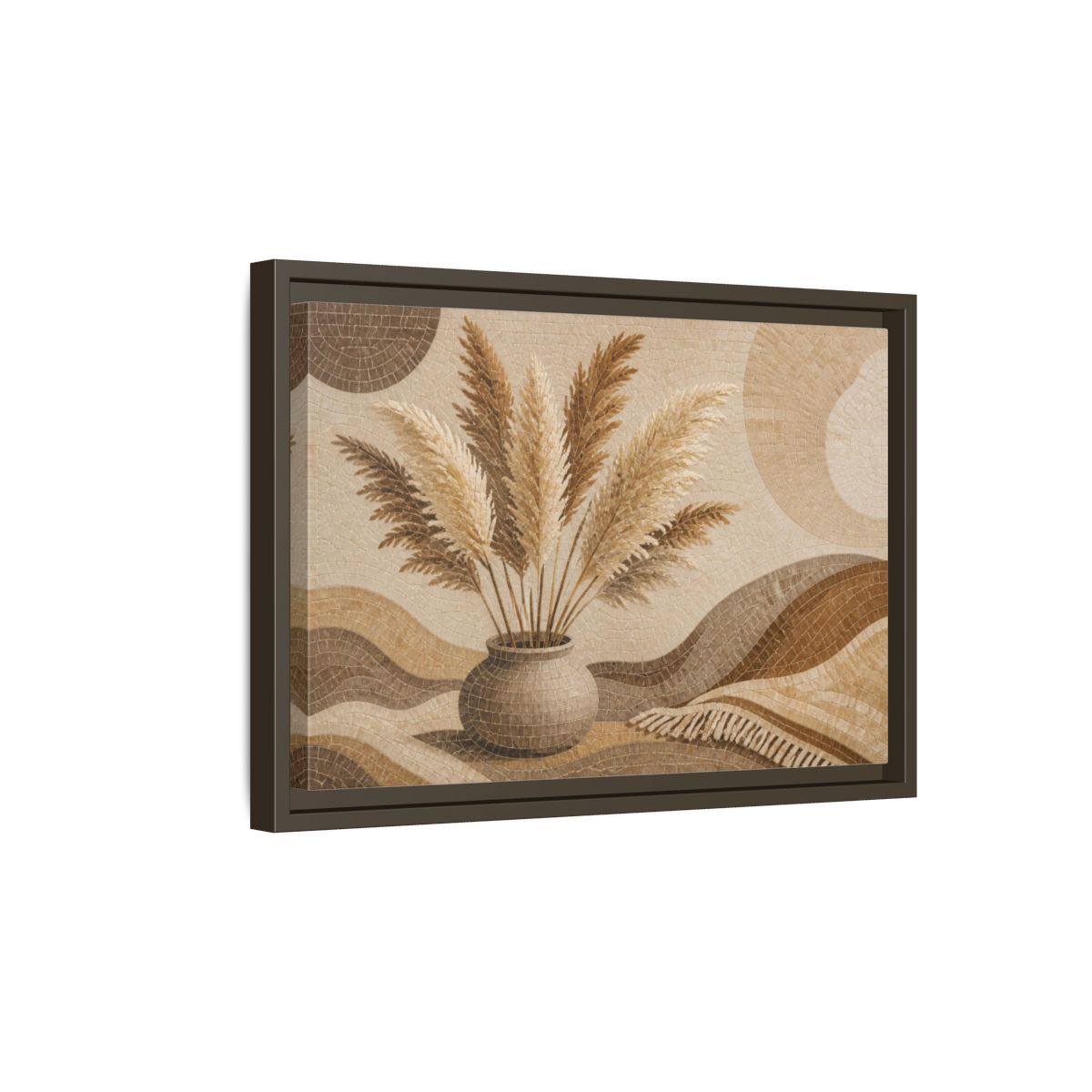 Side Mockup 5. Boho Pampas Vase shown as framed canvas print