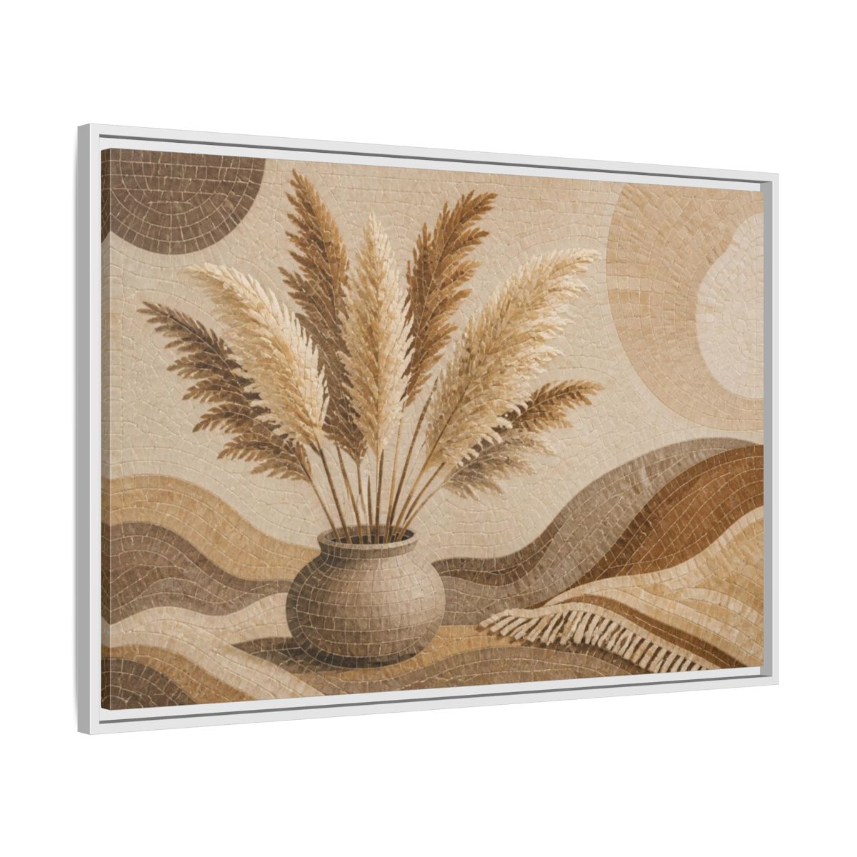Side Mockup 9. Boho Pampas Vase shown as framed canvas print