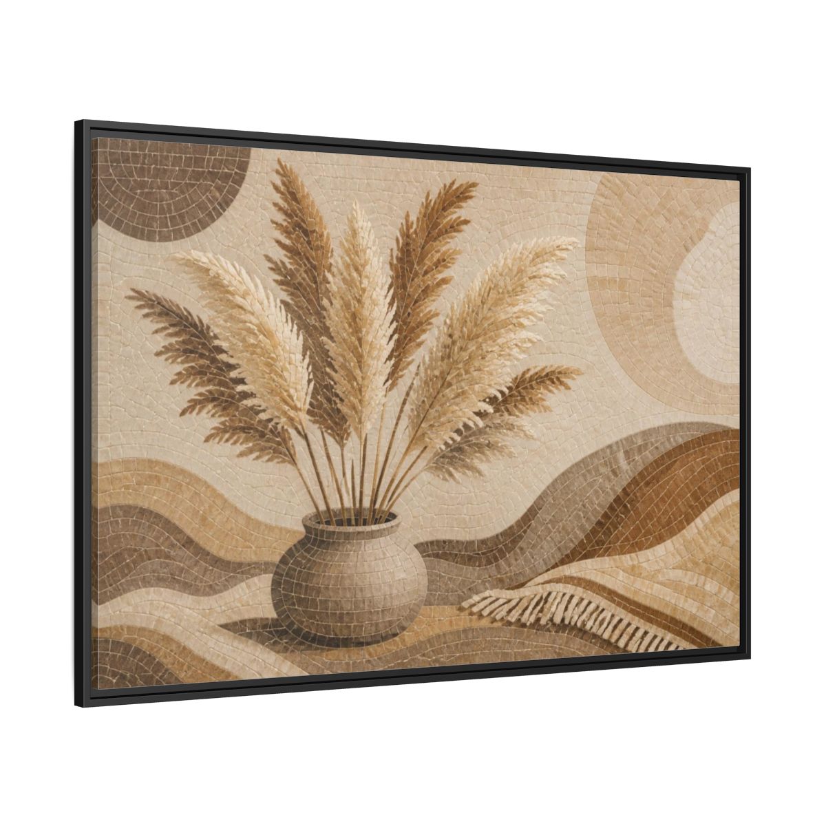 Side Mockup 12. Boho Pampas Vase shown as framed canvas print