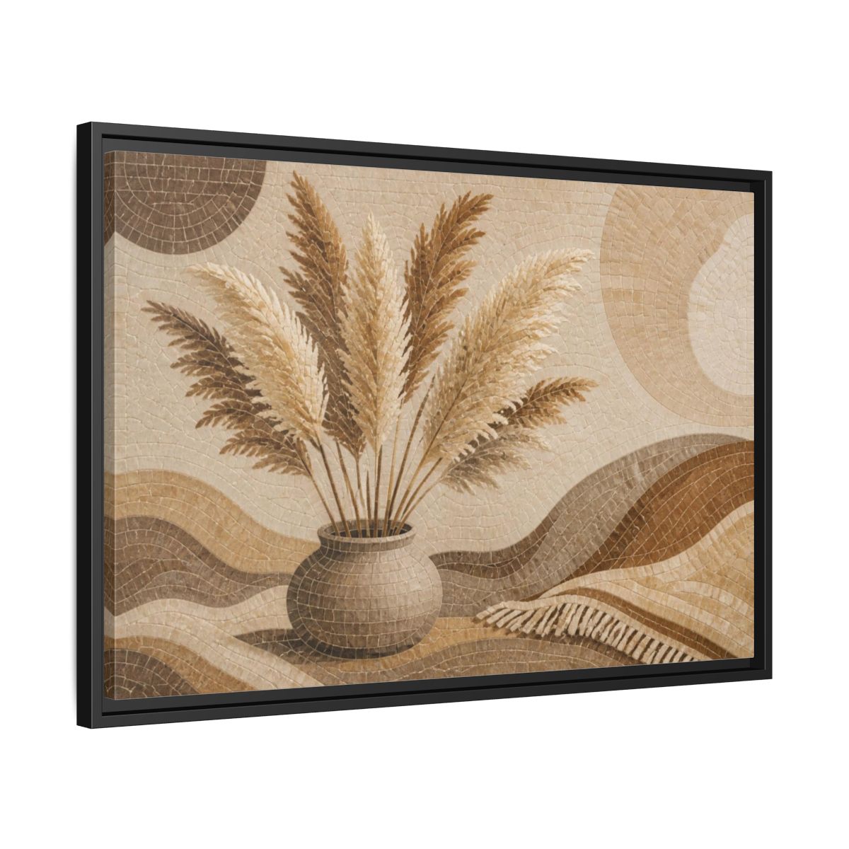 Side Mockup 14. Boho Pampas Vase shown as framed canvas print