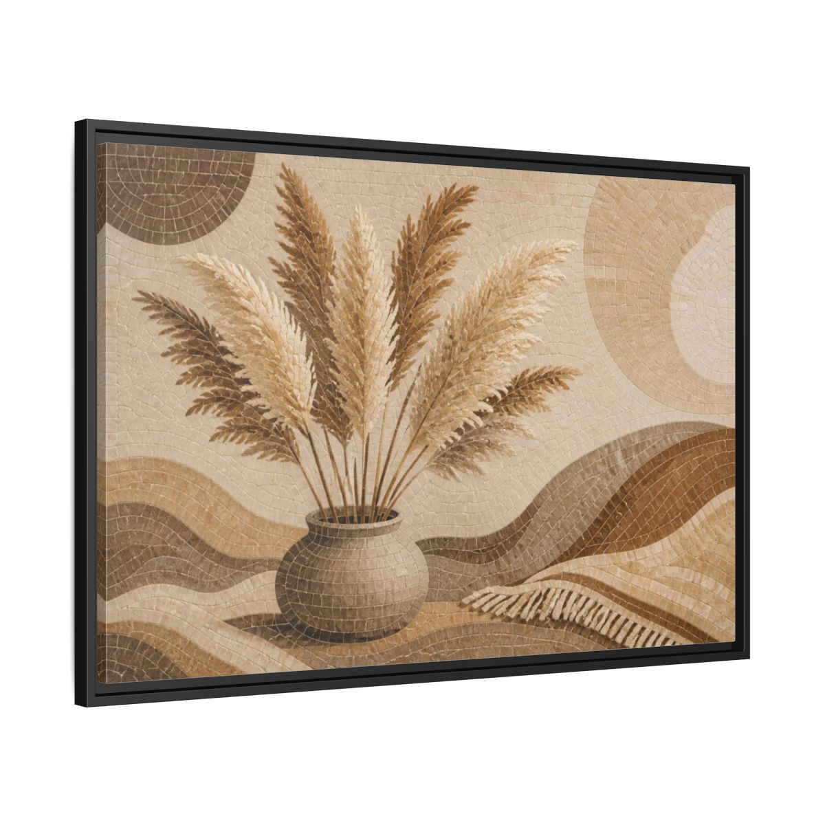 Side Mockup 13. Boho Pampas Vase shown as framed canvas print