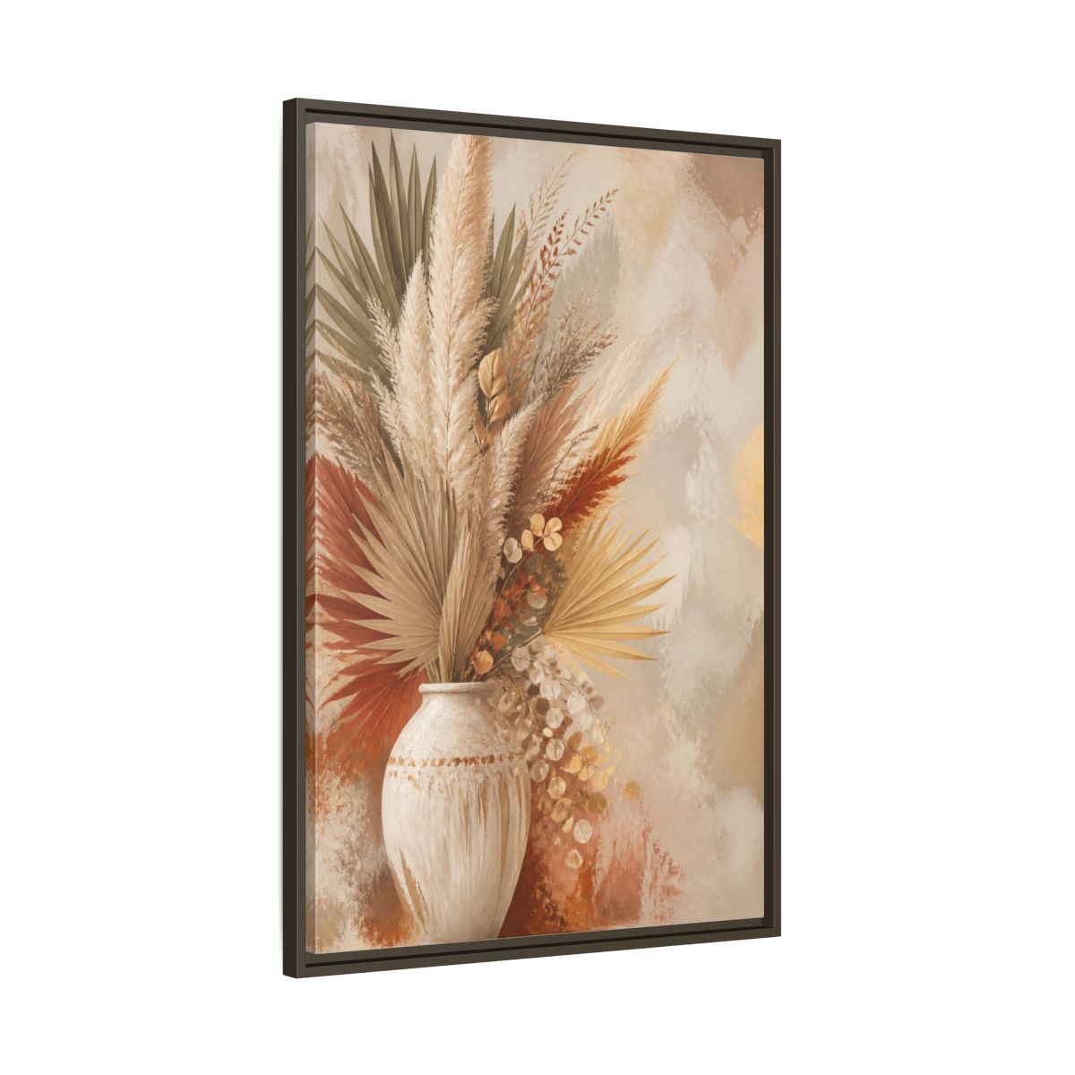 Main Mockup. Boho Pampas Vase shown as framed canvas print