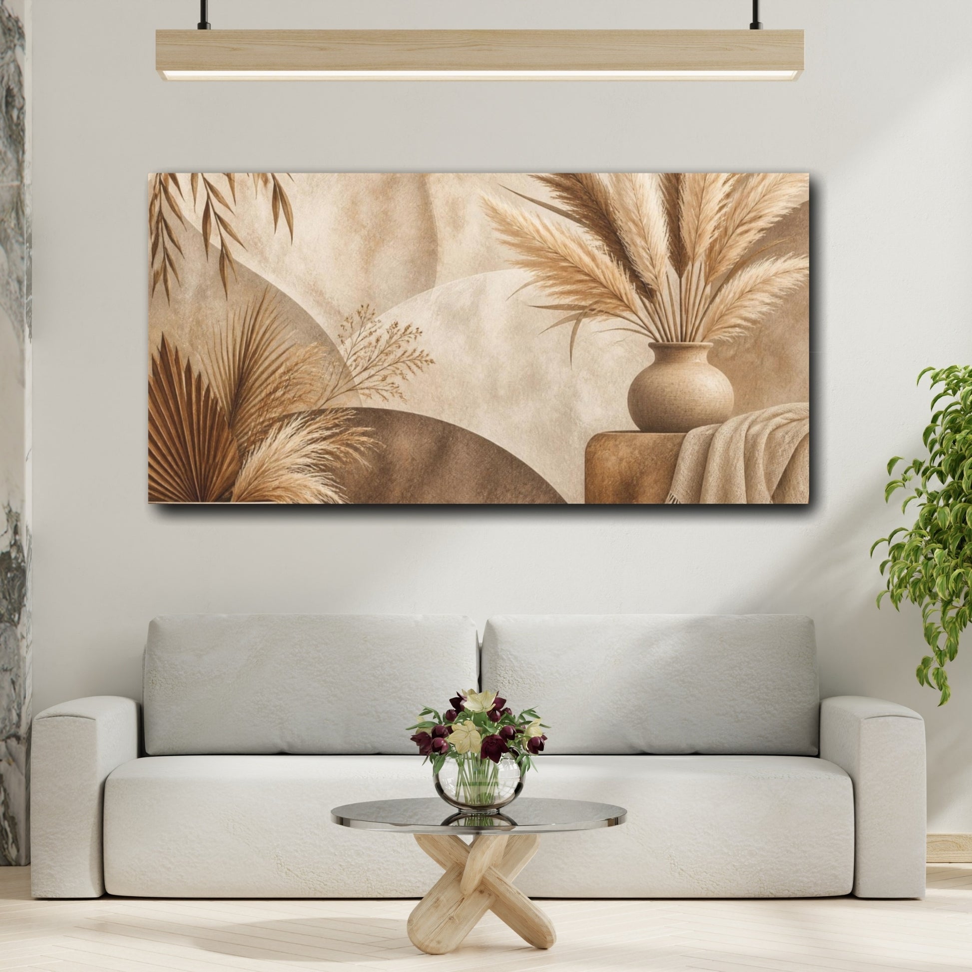 Mockup 2. Boho Pampas Vase shown as canvas print