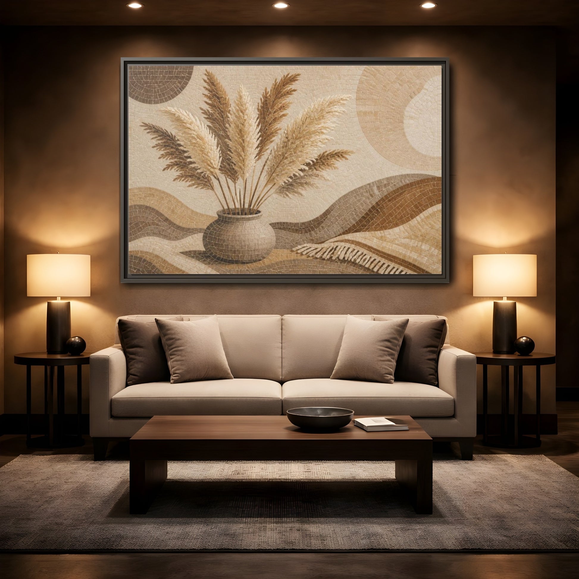 Mockup 2. Boho Pampas Vase shown as framed canvas print