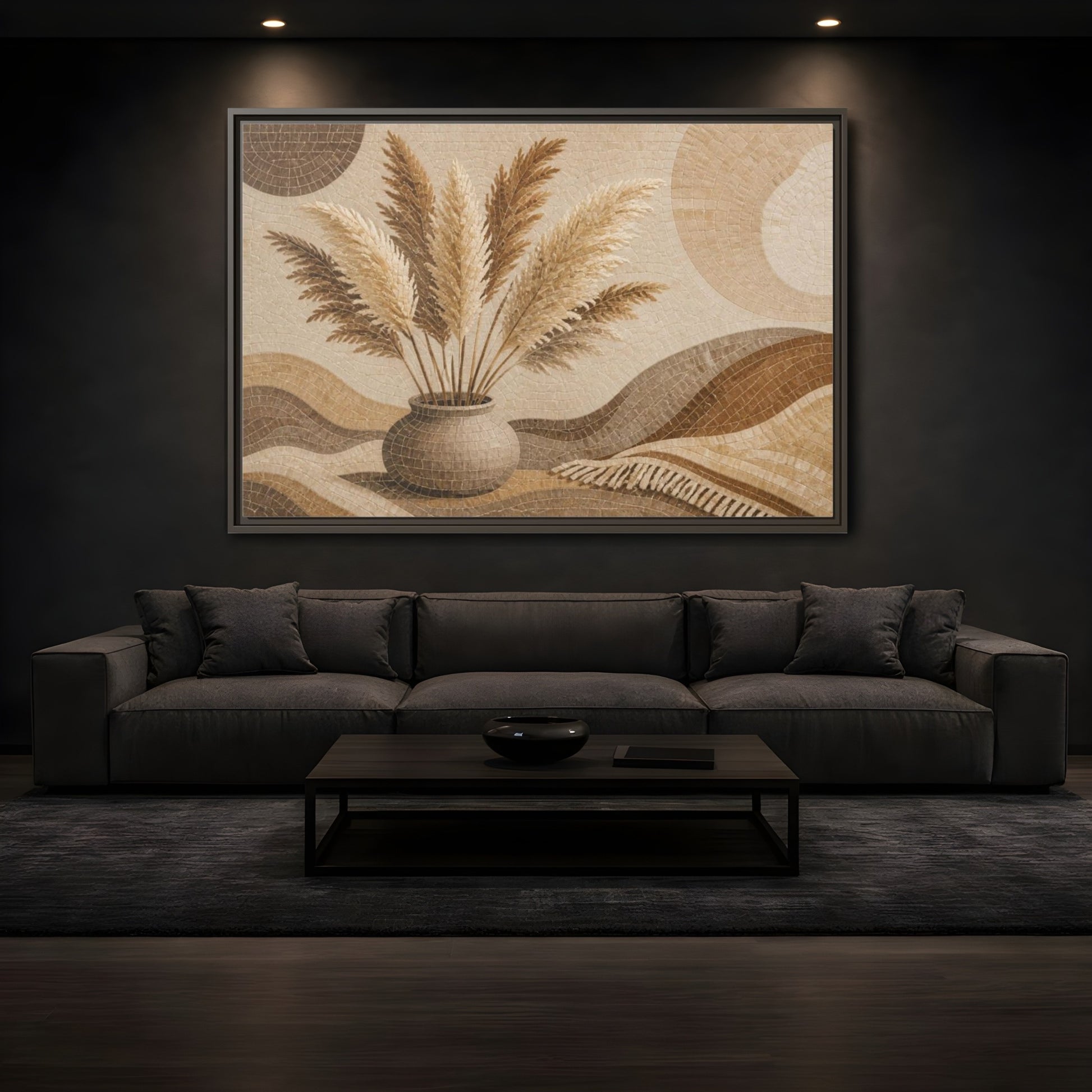 Mockup 3. Boho Pampas Vase shown as framed canvas print