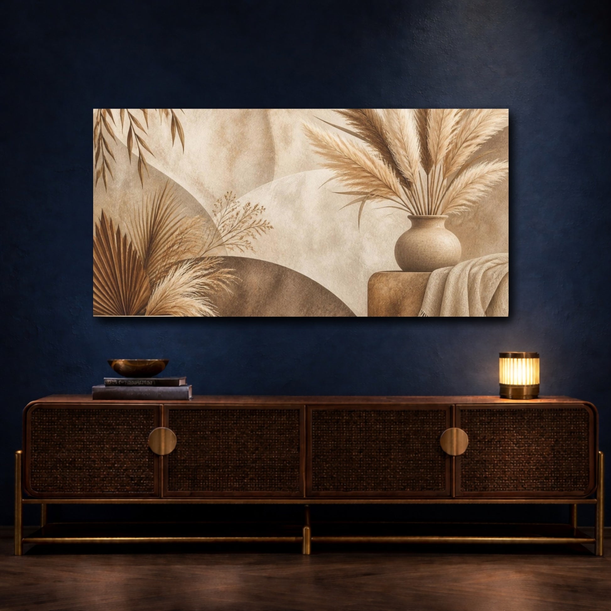 Mockup 4. Boho Pampas Vase shown as canvas print