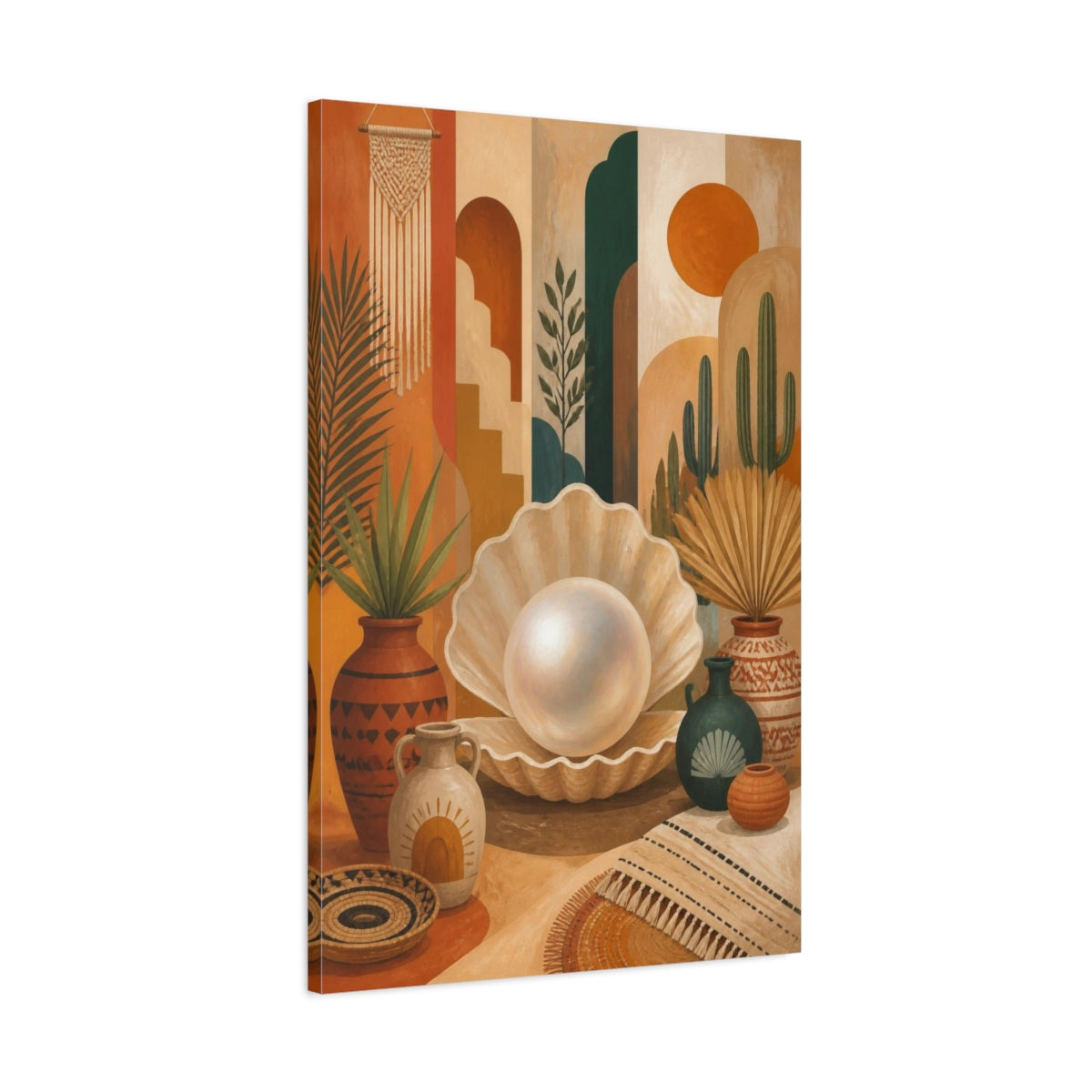 Main Mockup. Boho Pearl Shell shown as canvas print