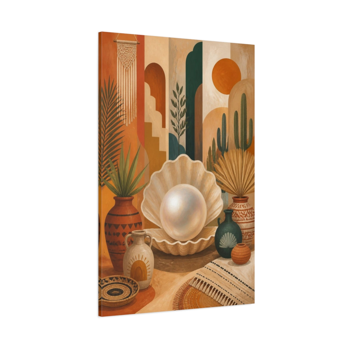 Side Mockup 1. Boho Pearl Shell shown as canvas print