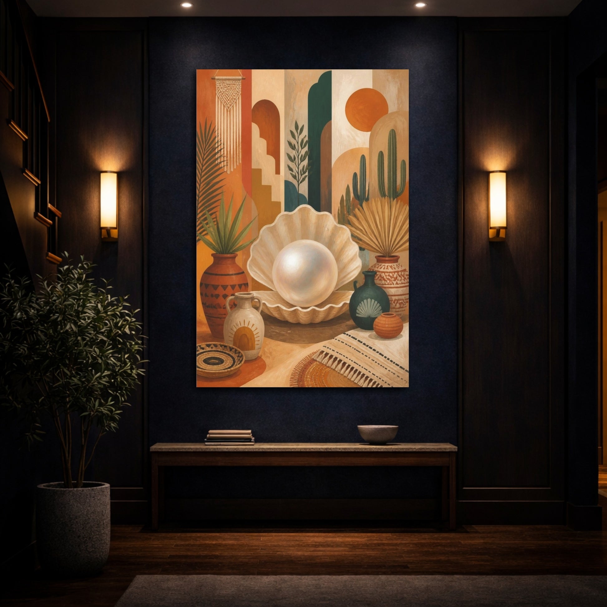Mockup 4. Boho Pearl Shell shown as canvas print