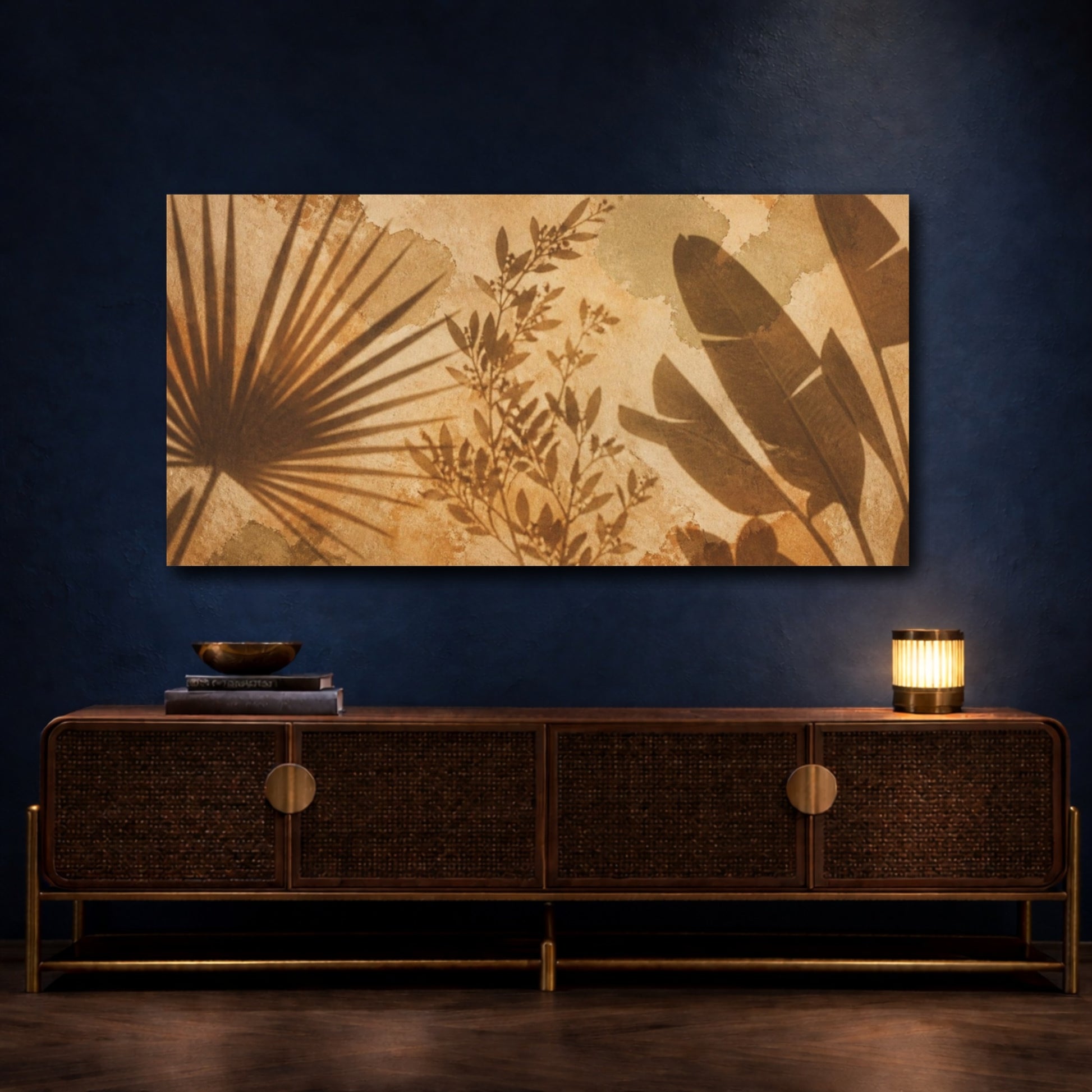 Mockup 4. Boho Plant Shadow Study shown as canvas print