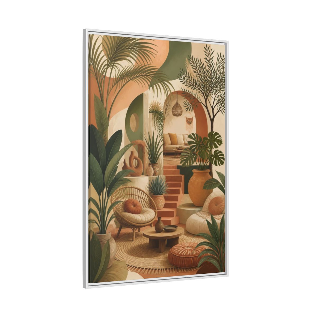 Side Mockup 7. Boho Potted Plant Alcove shown as framed canvas print