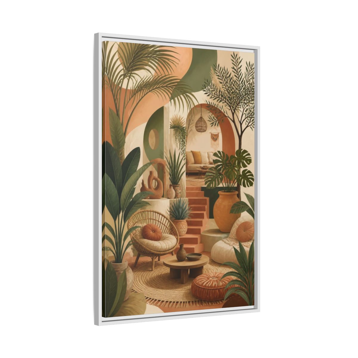 Side Mockup 9. Boho Potted Plant Alcove shown as framed canvas print