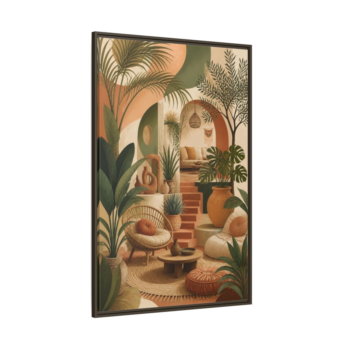Side Mockup 8. Boho Potted Plant Alcove shown as framed canvas print