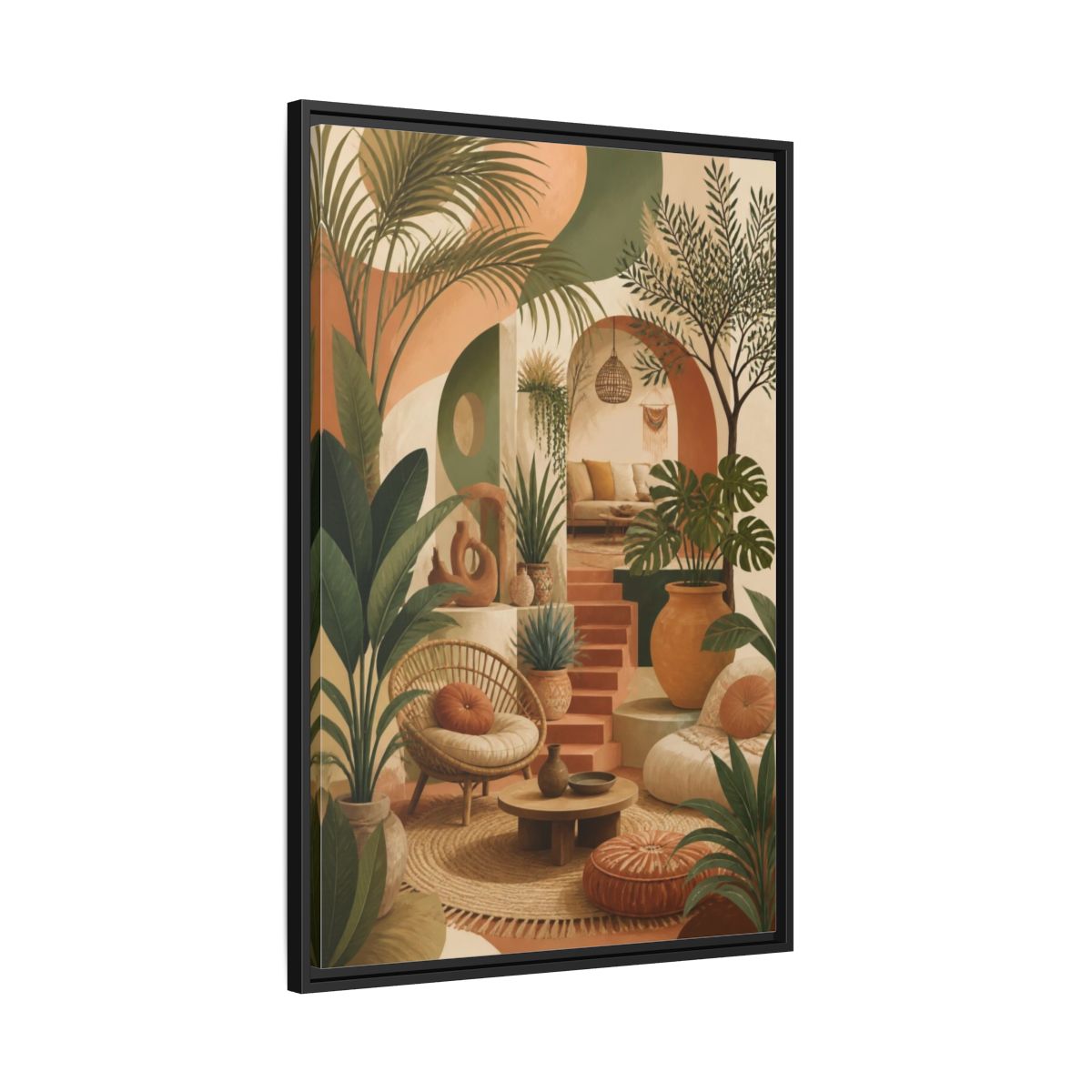 Side Mockup 13. Boho Potted Plant Alcove shown as framed canvas print