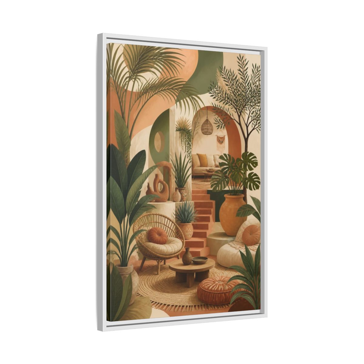 Side Mockup 10. Boho Potted Plant Alcove shown as framed canvas print
