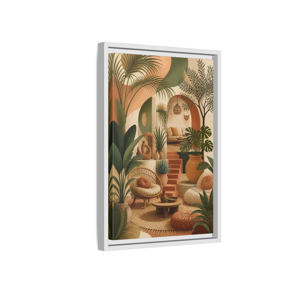 Side Mockup 4. Boho Potted Plant Alcove shown as framed canvas print
