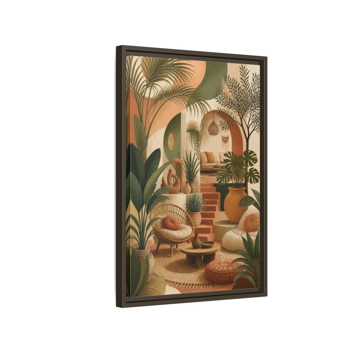 Side Mockup 2. Boho Potted Plant Alcove shown as framed canvas print