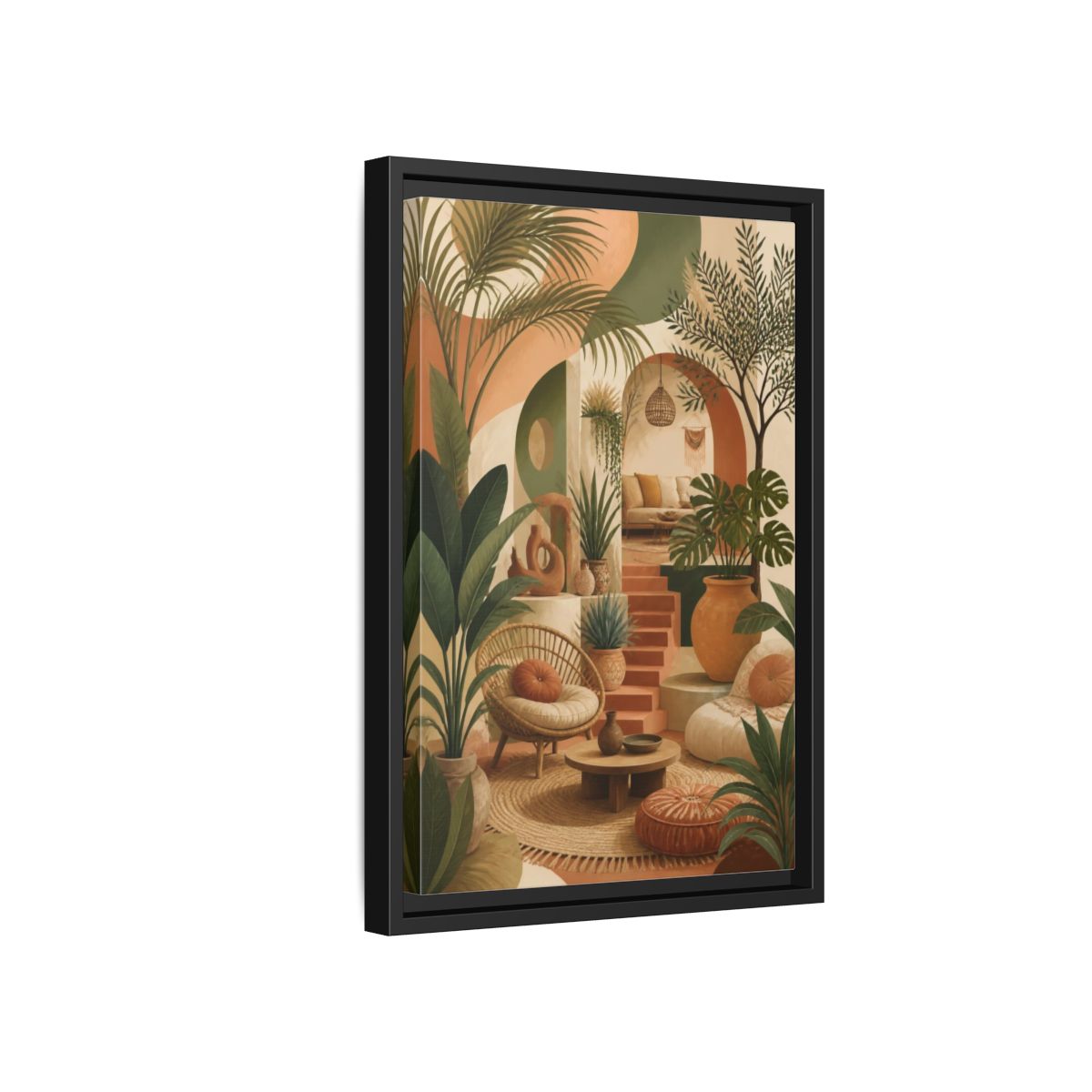 Side Mockup 6. Boho Potted Plant Alcove shown as framed canvas print