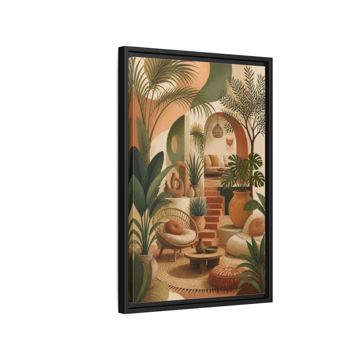 Side Mockup 3. Boho Potted Plant Alcove shown as framed canvas print