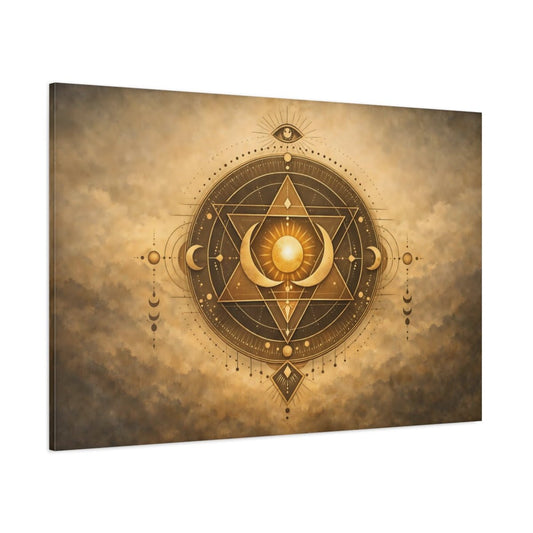 Boho Sacred Geometry Esoteric Symbol Religious - Canvas Wall Art Print - YesArtYes