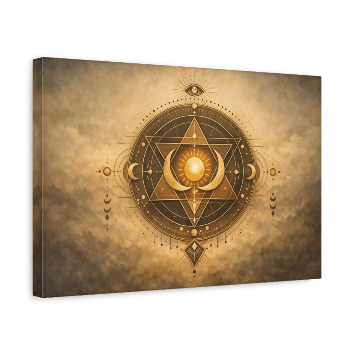 Boho Sacred Geometry Esoteric Symbol Religious - Canvas Wall Art Print - YesArtYes