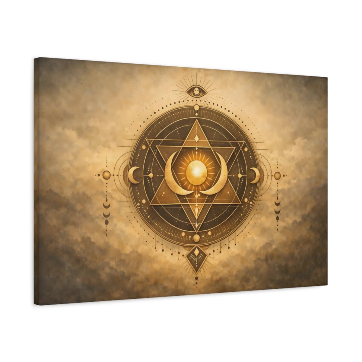 Boho Sacred Geometry Esoteric Symbol Religious - Canvas Wall Art Print - YesArtYes