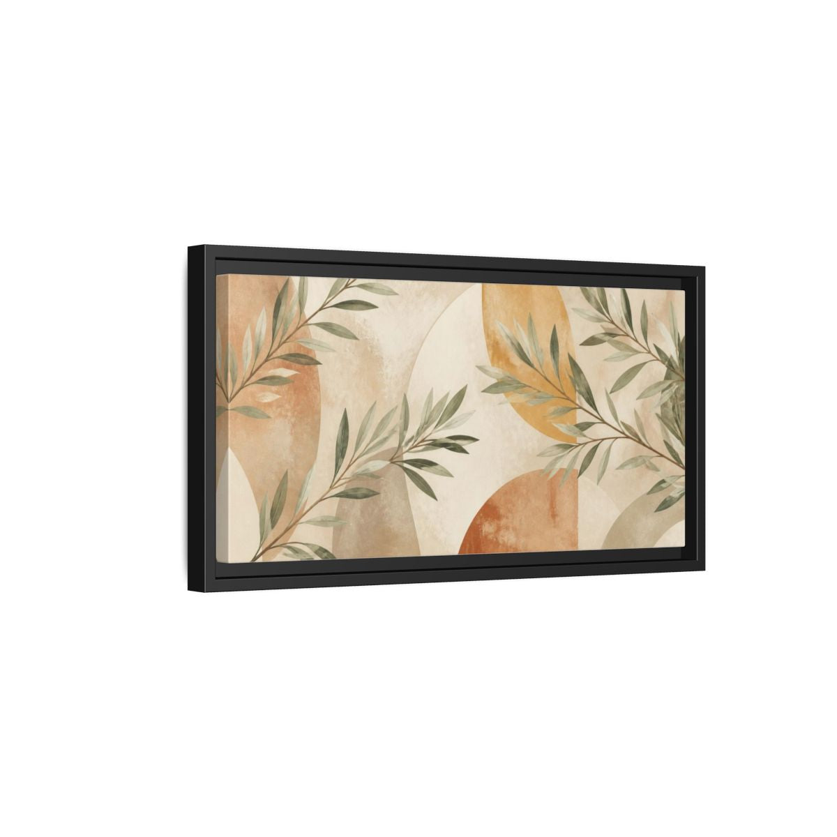 Side Mockup 8. Boho Sage Branches shown as framed canvas print