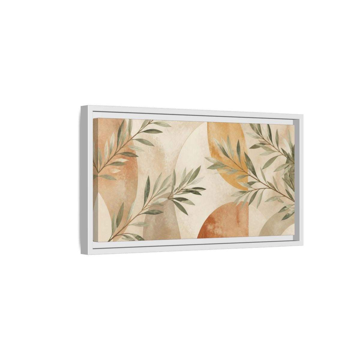 Side Mockup 6. Boho Sage Branches shown as framed canvas print