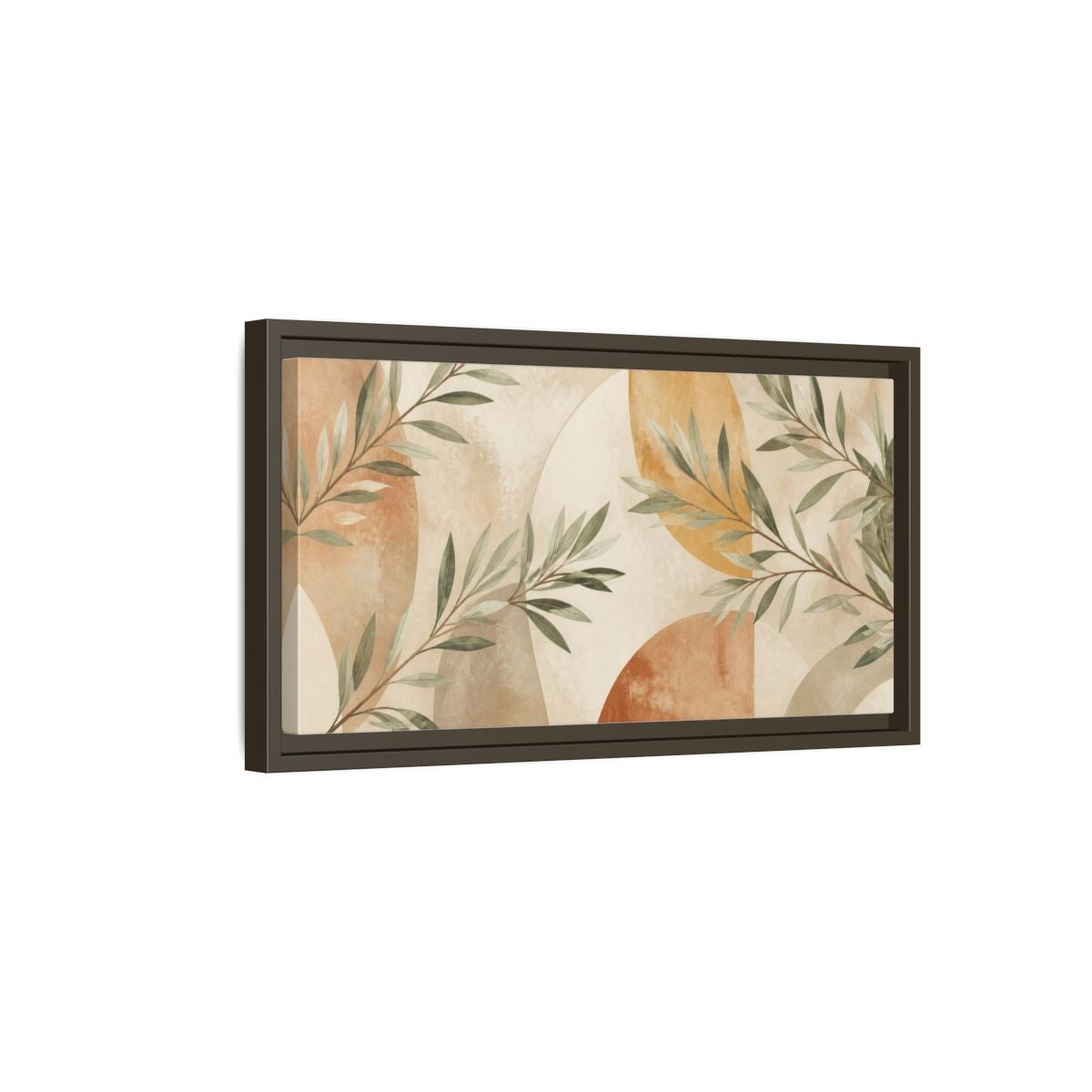 Side Mockup 7. Boho Sage Branches shown as framed canvas print