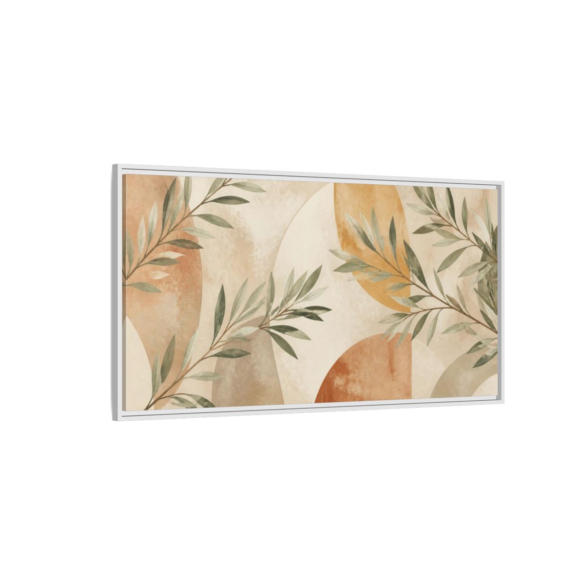 Side Mockup 3. Boho Sage Branches shown as framed canvas print
