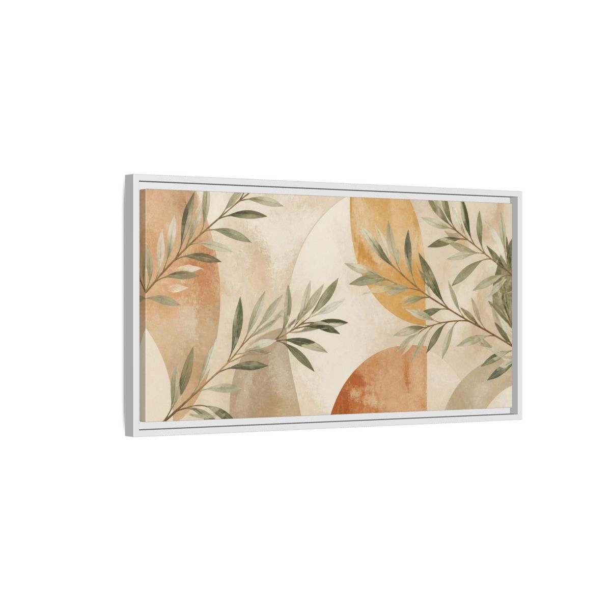 Side Mockup 1. Boho Sage Branches shown as framed canvas print