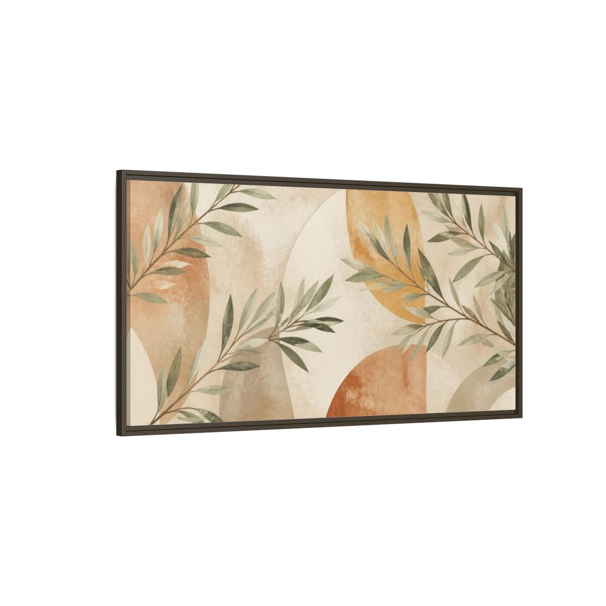 Side Mockup 4. Boho Sage Branches shown as framed canvas print
