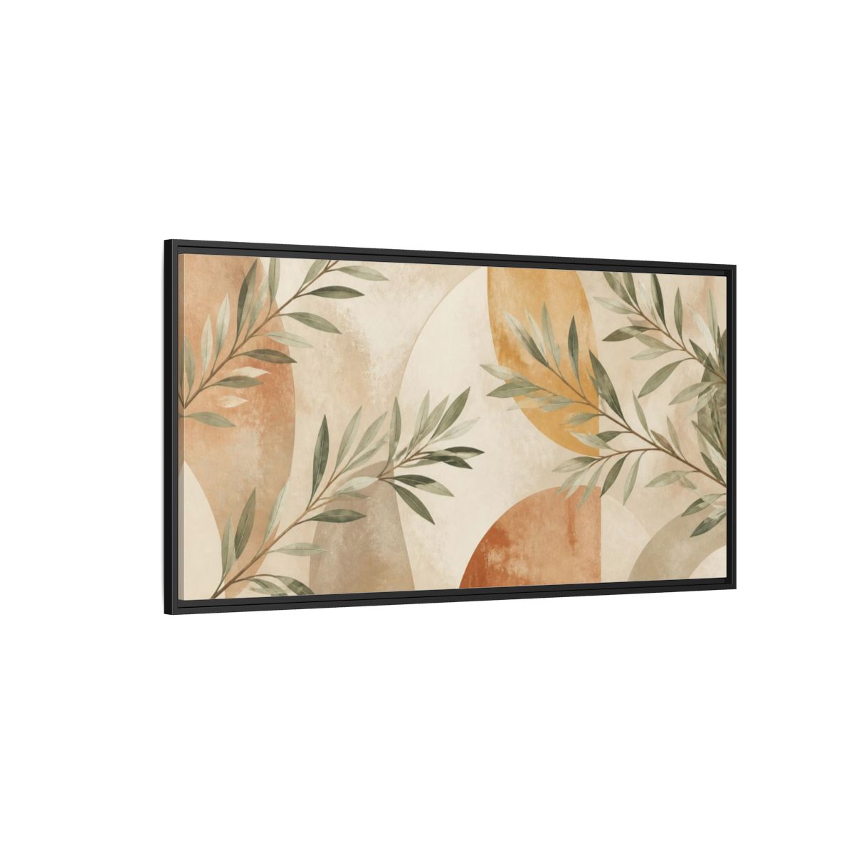 Side Mockup 5. Boho Sage Branches shown as framed canvas print