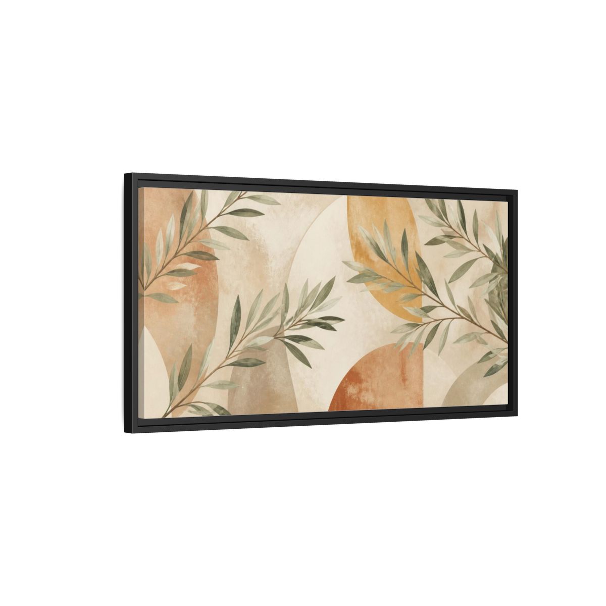 Side Mockup 2. Boho Sage Branches shown as framed canvas print