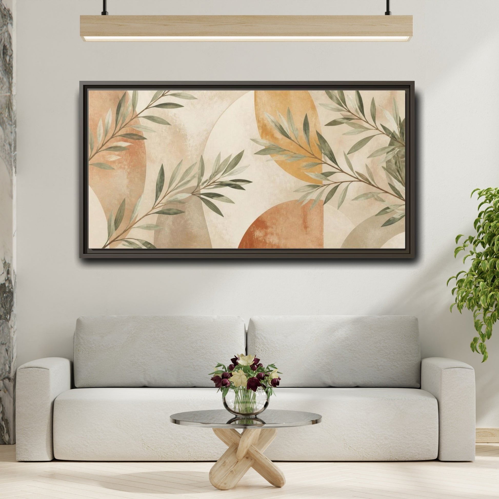 Mockup 2. Boho Sage Branches shown as framed canvas print