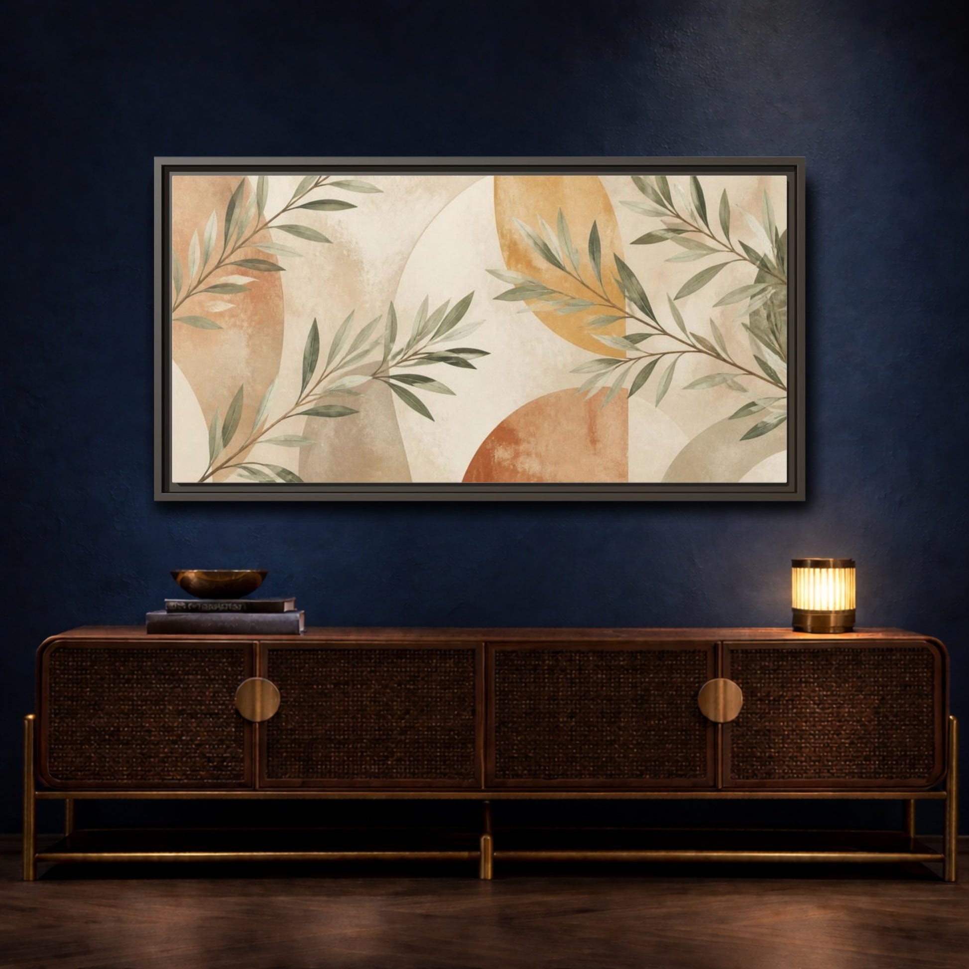 Mockup 4. Boho Sage Branches shown as framed canvas print