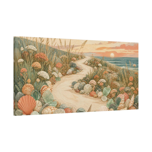 Main Mockup. Boho Seashell Path shown as canvas print