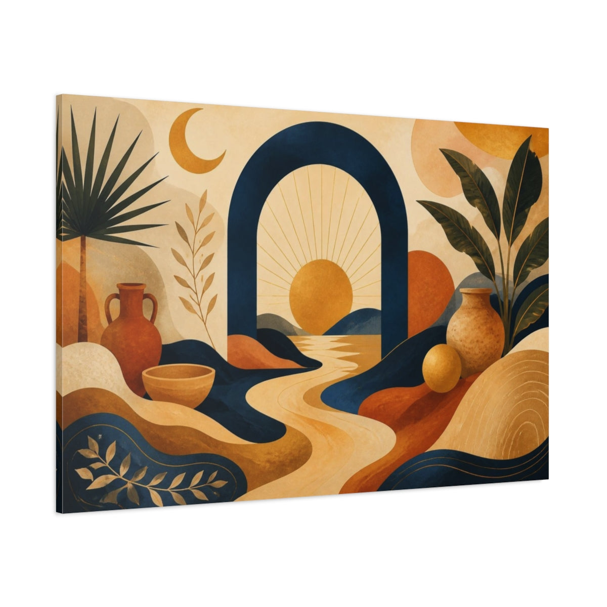 Side Mockup 1. Boho Sun Arch shown as canvas print