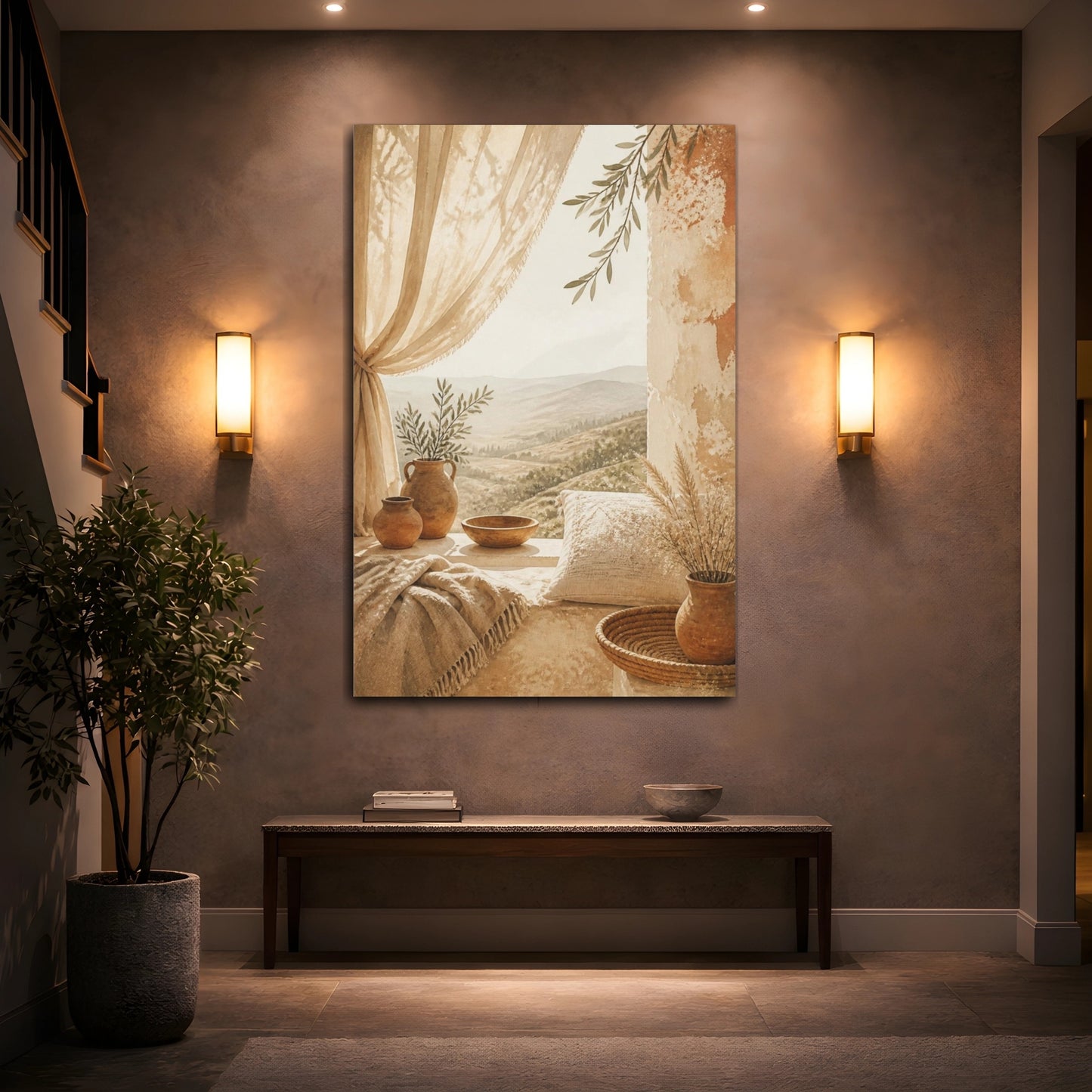 Mockup 2. Boho Sunlit Window Nook shown as canvas print