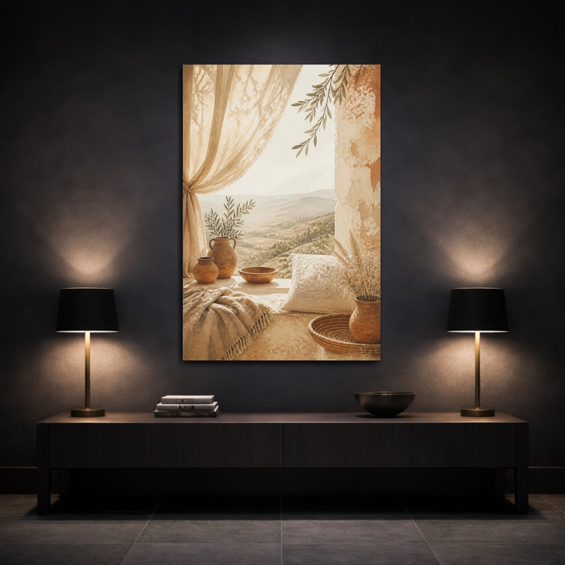 Mockup 3. Boho Sunlit Window Nook shown as canvas print