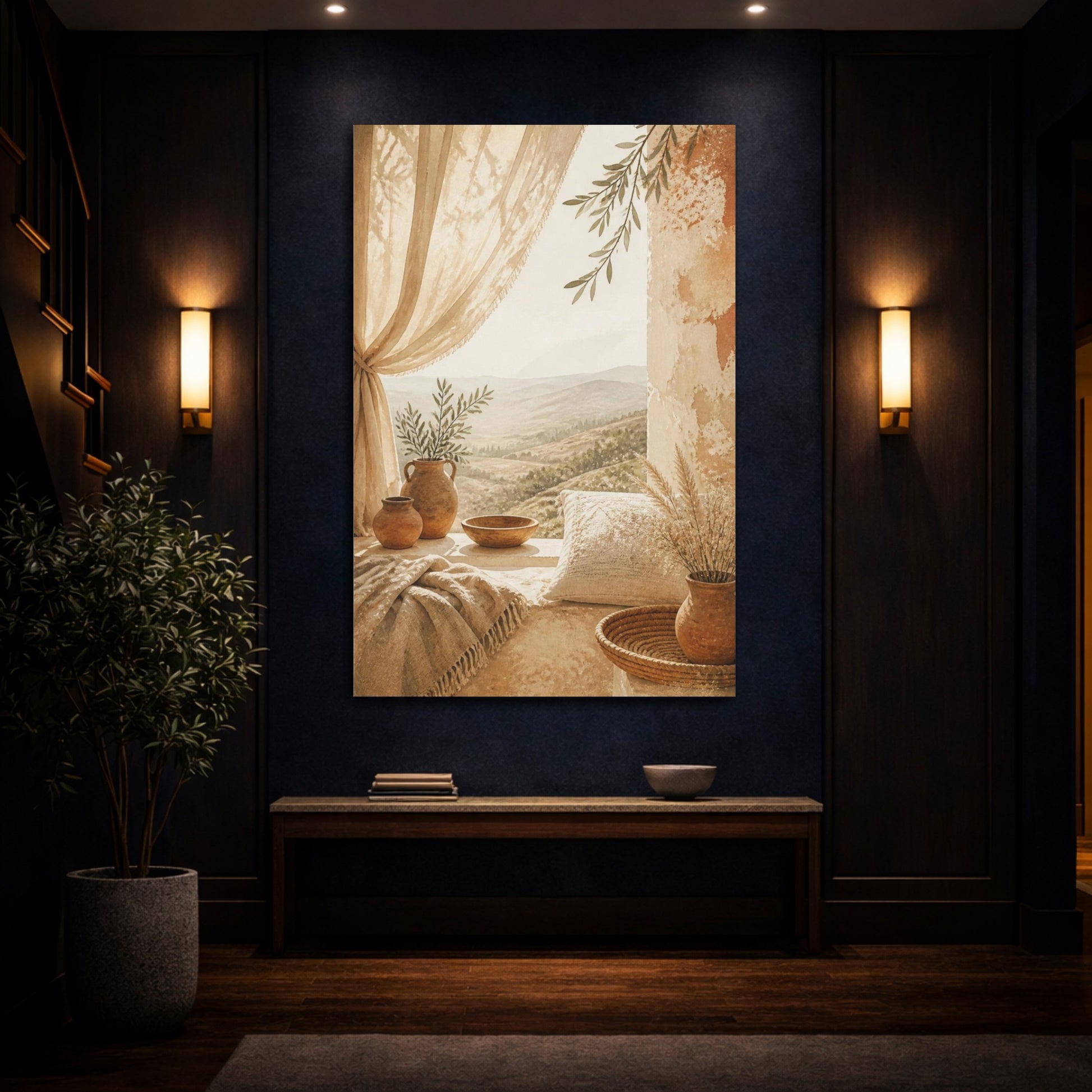 Mockup 4. Boho Sunlit Window Nook shown as canvas print