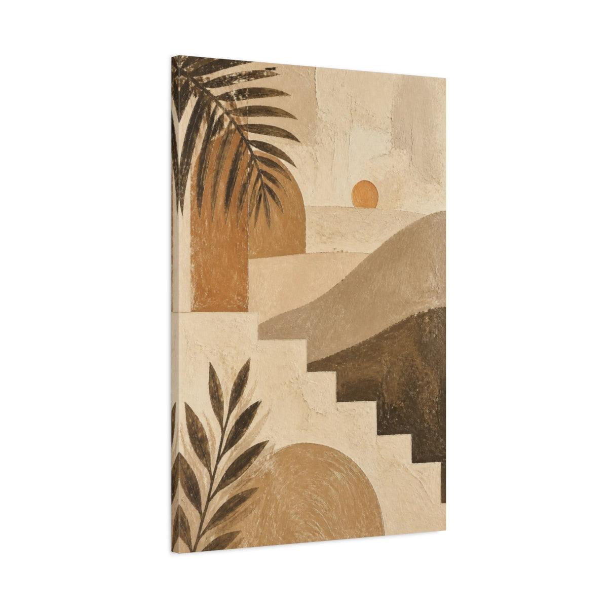 Main Mockup. Boho Sunrise Landscape shown as canvas print