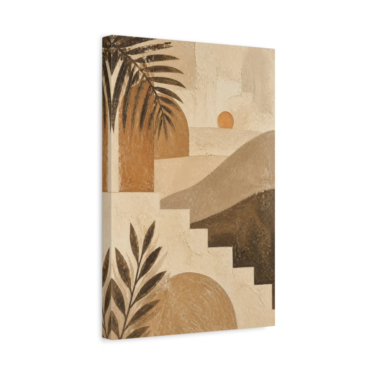 Side Mockup 4. Boho Sunrise Landscape shown as canvas print