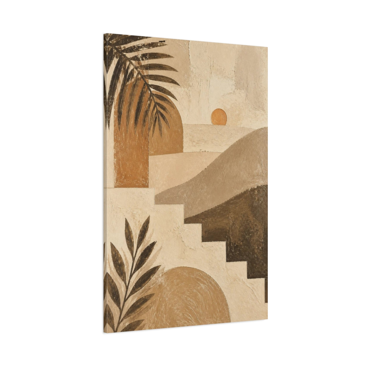 Side Mockup 1. Boho Sunrise Landscape shown as canvas print
