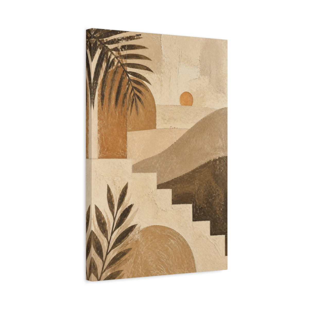 Side Mockup 3. Boho Sunrise Landscape shown as canvas print